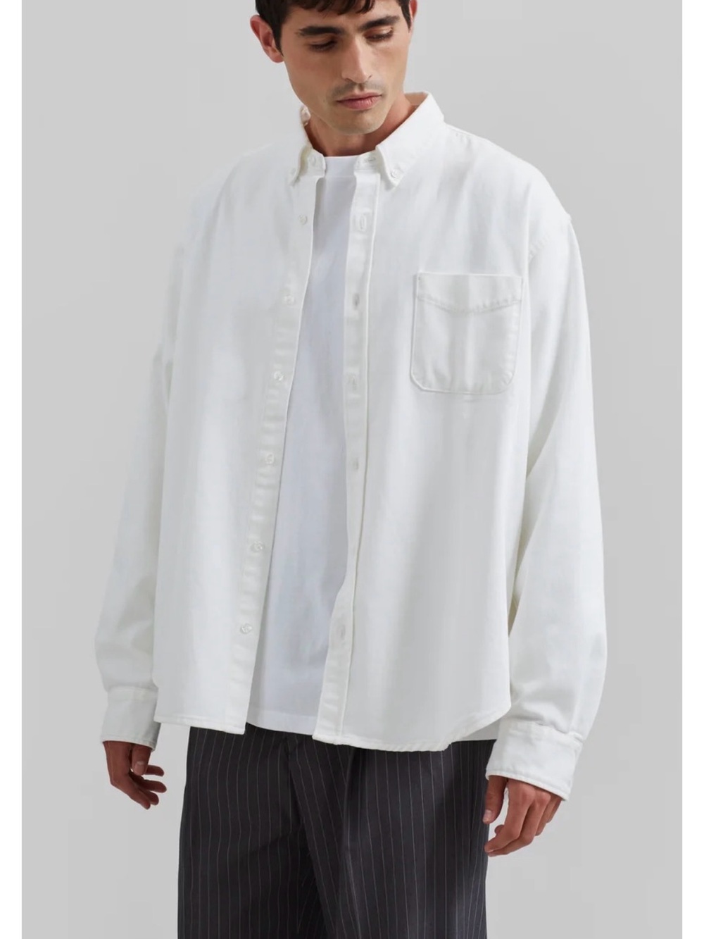 The Sinclair Denim Off White Button-Down Shirt- The Frankie Shop